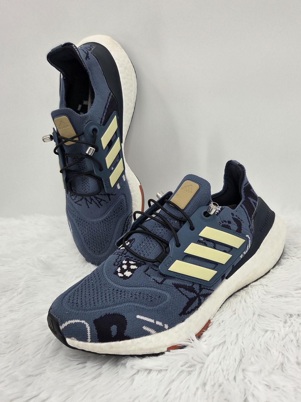 Adidas Ultraboost 22 Men's US 7.5 Blue Yellow Primeknit BOOST Running Shoes GX91